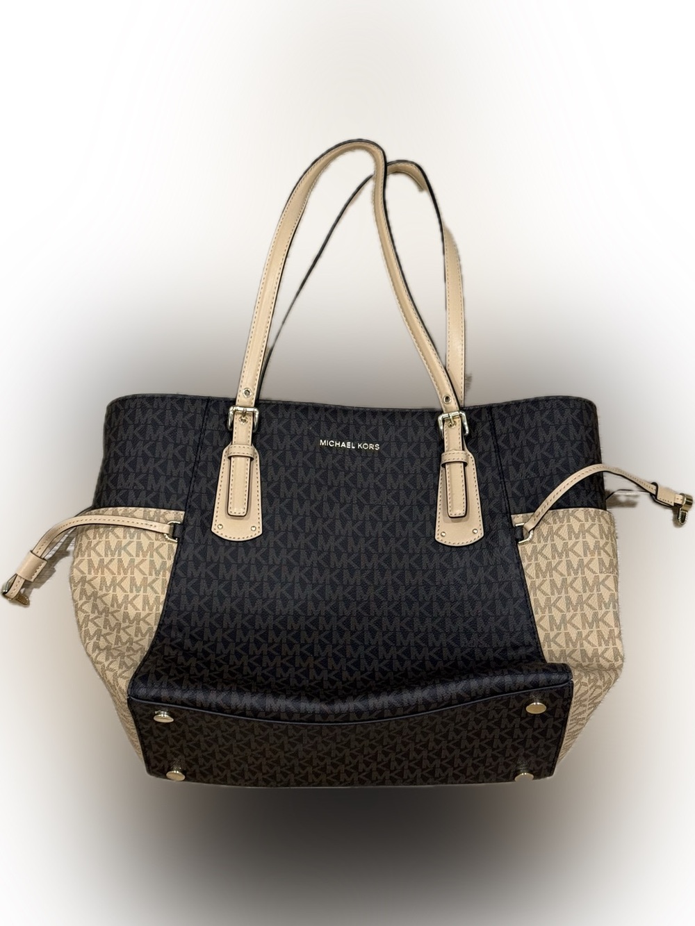 Michael Kors Signature Jet Set Tote Brown Vanilla MK Monogram Bag